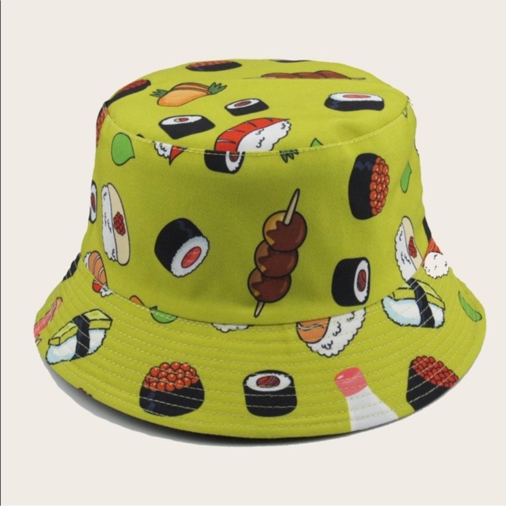 Sushi Patterned bucket hat and  Green Socks